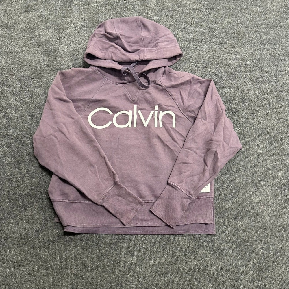 Calvin Klein Hoodie Womens Size XS Purple Performance Logo Pullover Athleisure